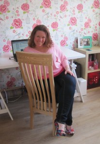 Me, in my very neat workroom... if only it could be like this all the time.